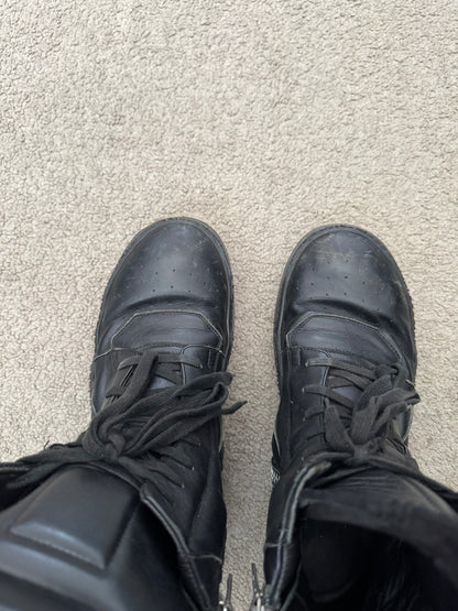 SS16 Rick Owens Mainline Triple Black Geobasket High Top Sneakers