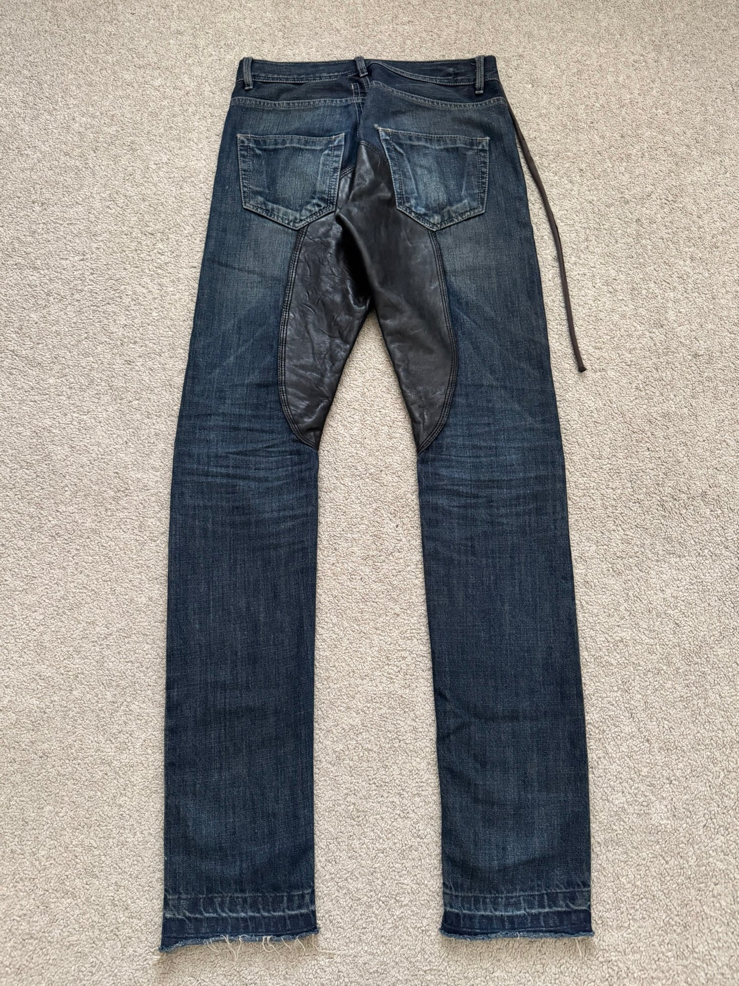 FW09 Rick Owens DRKSHDW Leather Panel Detroit Denim Jeans