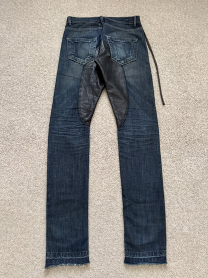 FW09 Rick Owens DRKSHDW Leather Panel Detroit Denim Jeans