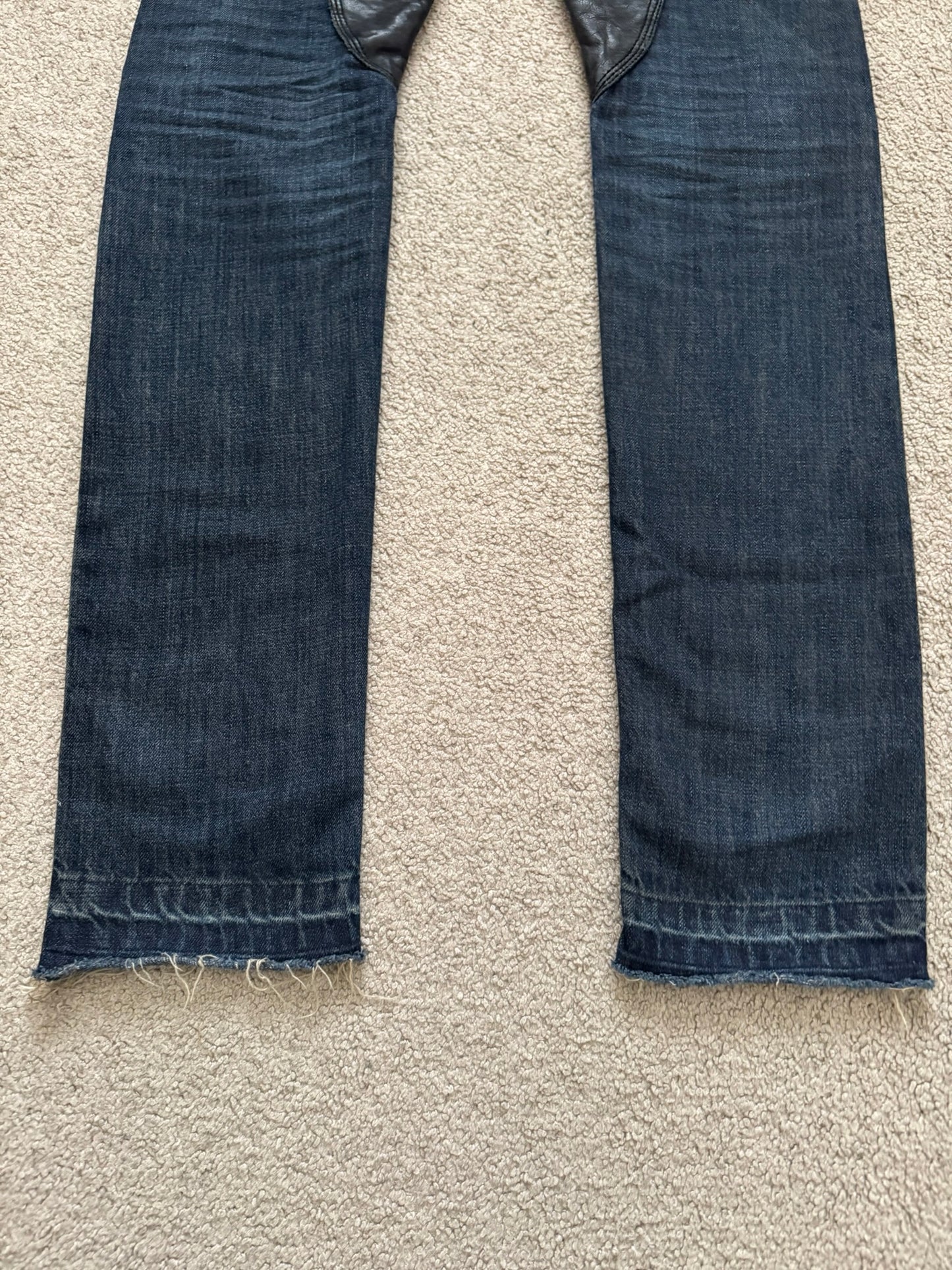 FW09 Rick Owens DRKSHDW Leather Panel Detroit Denim Jeans