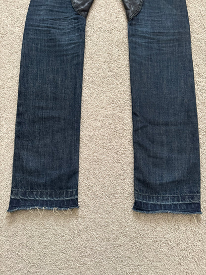 FW09 Rick Owens DRKSHDW Leather Panel Detroit Denim Jeans