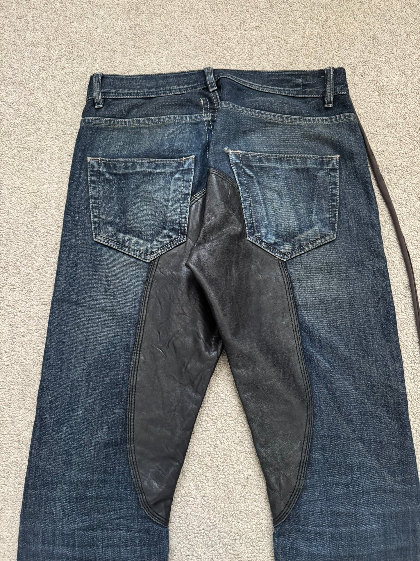 FW09 Rick Owens DRKSHDW Leather Panel Detroit Denim Jeans