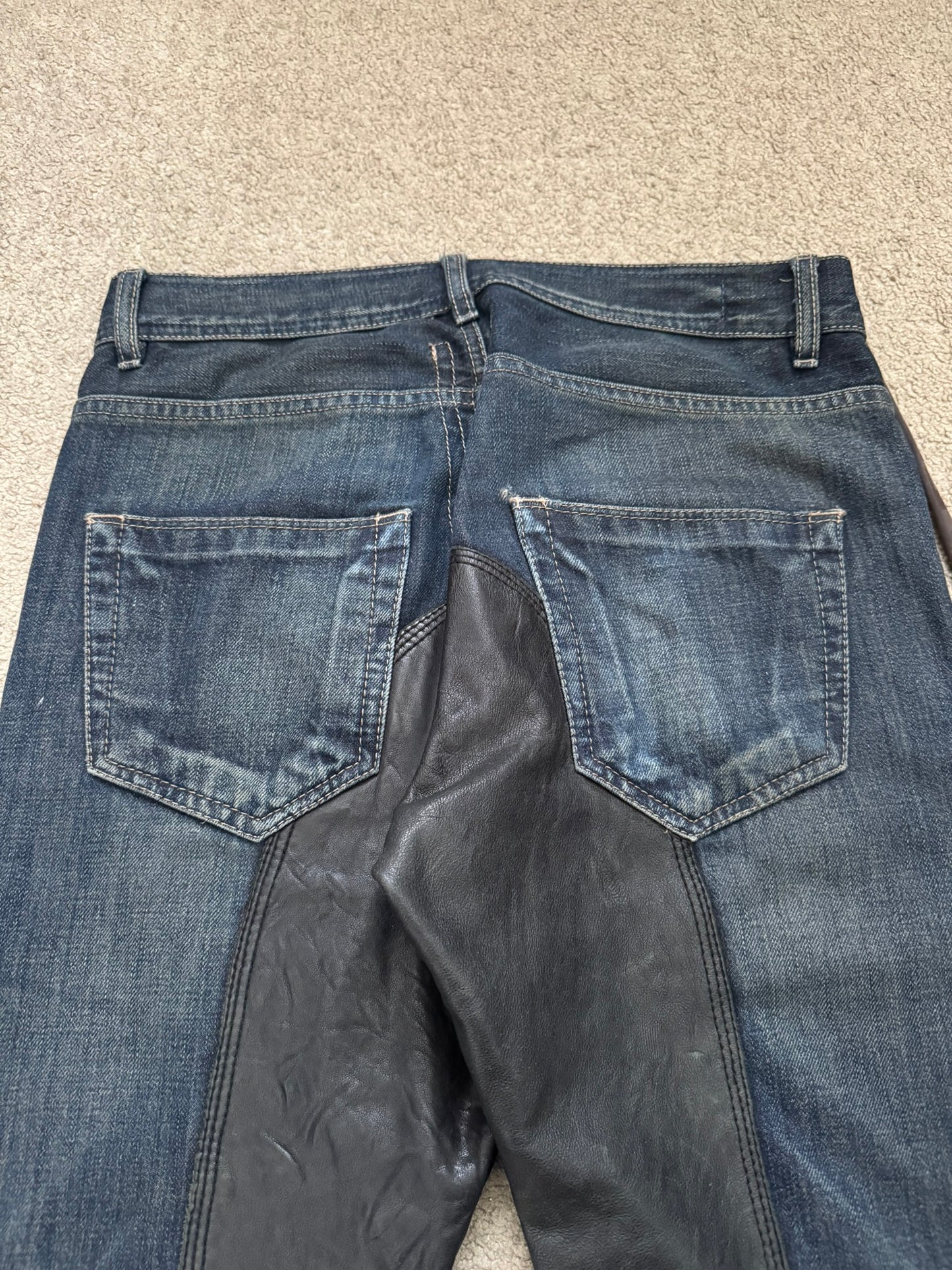 FW09 Rick Owens DRKSHDW Leather Panel Detroit Denim Jeans