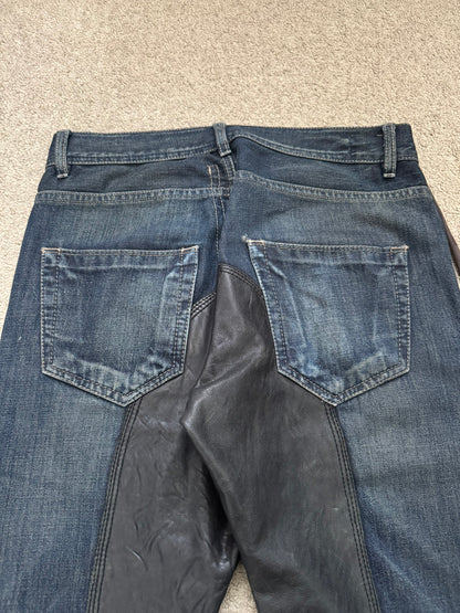 FW09 Rick Owens DRKSHDW Leather Panel Detroit Denim Jeans