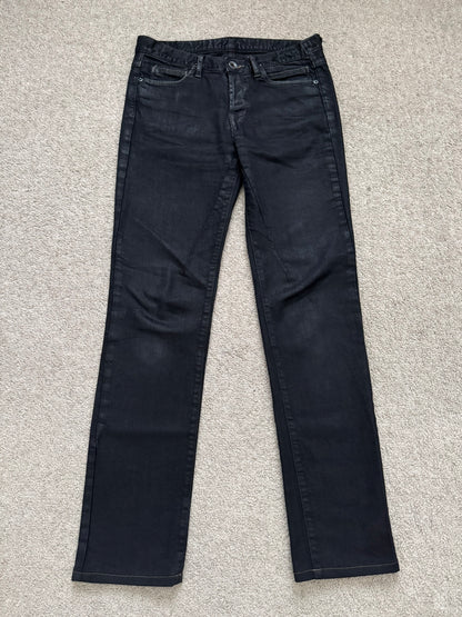 FW08 Rick Owens DRKSHDW Stag Black Waxed Detroit Denim Jeans