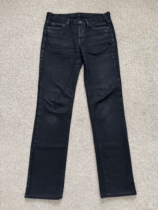 FW08 Rick Owens DRKSHDW Stag Black Waxed Detroit Denim Jeans