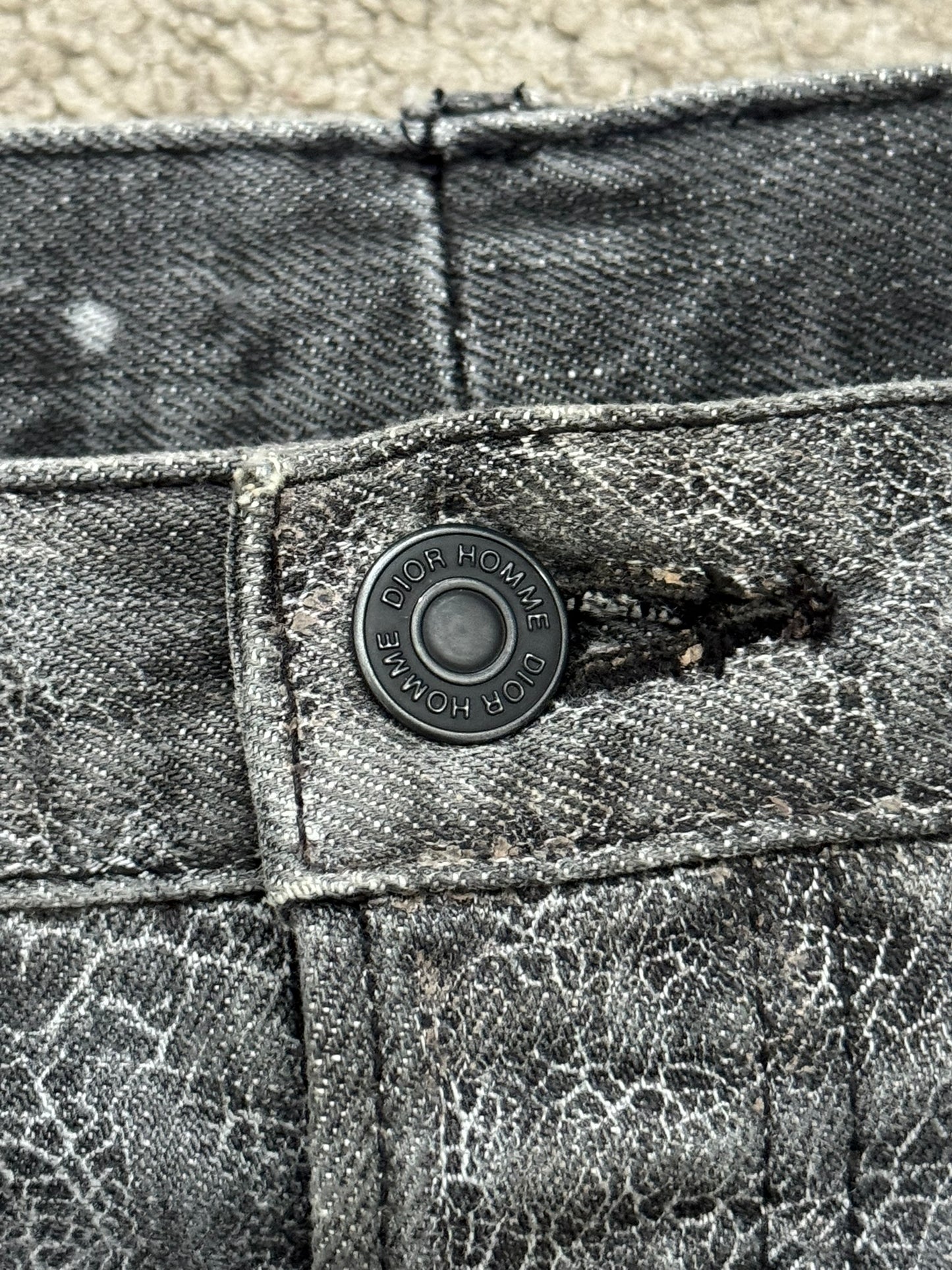 AW08 Dior Homme by Kris Van Assche Batik Wash Spiderweb Denim Jeans
