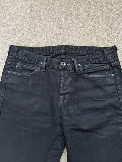 FW08 Rick Owens DRKSHDW Stag Black Waxed Detroit Denim Jeans