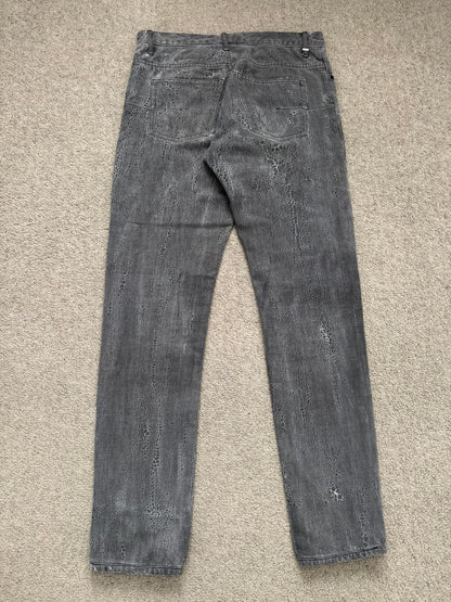 AW08 Dior Homme by Kris Van Assche Batik Wash Spiderweb Denim Jeans