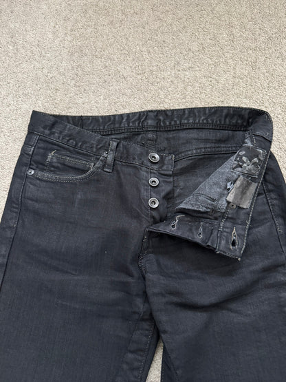FW08 Rick Owens DRKSHDW Stag Black Waxed Detroit Denim Jeans