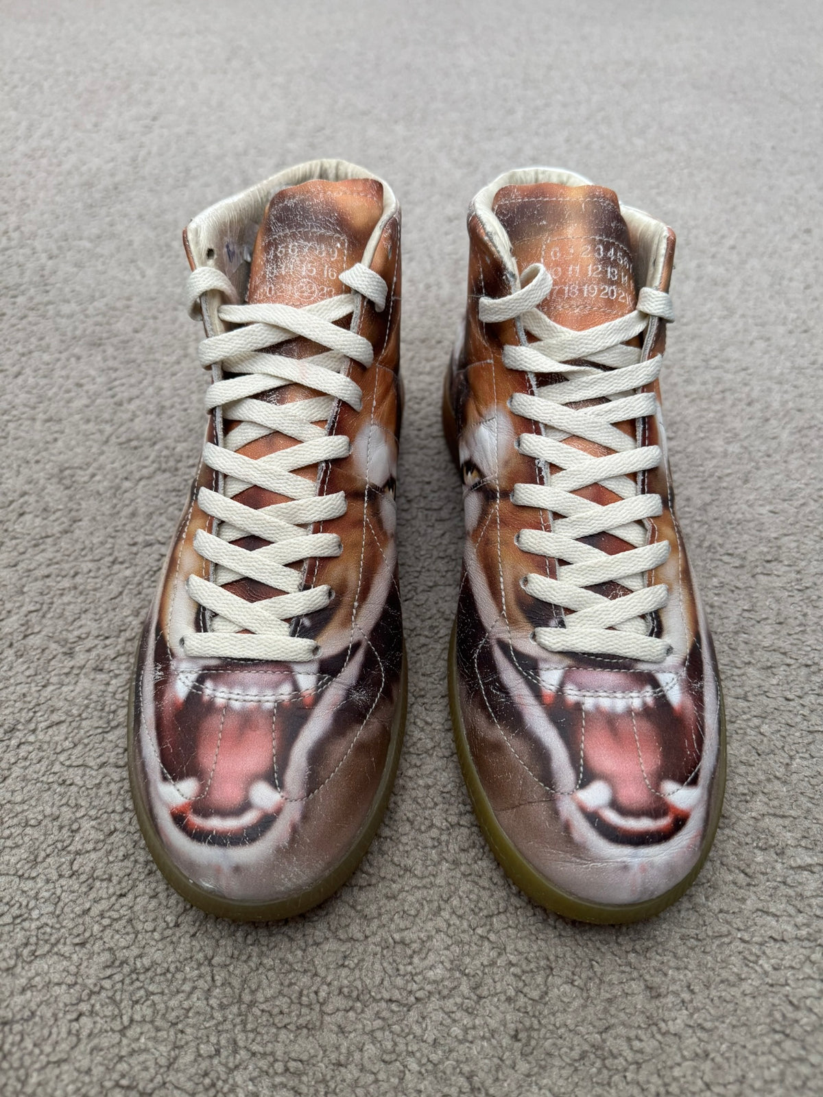 AW08 Maison Margiela Fox Print GAT Mid Top Sneakers