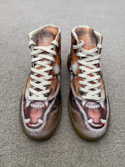 AW08 Maison Margiela Fox Print GAT Mid Top Sneakers