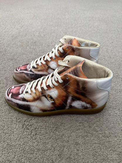 AW08 Maison Margiela Fox Print GAT Mid Top Sneakers