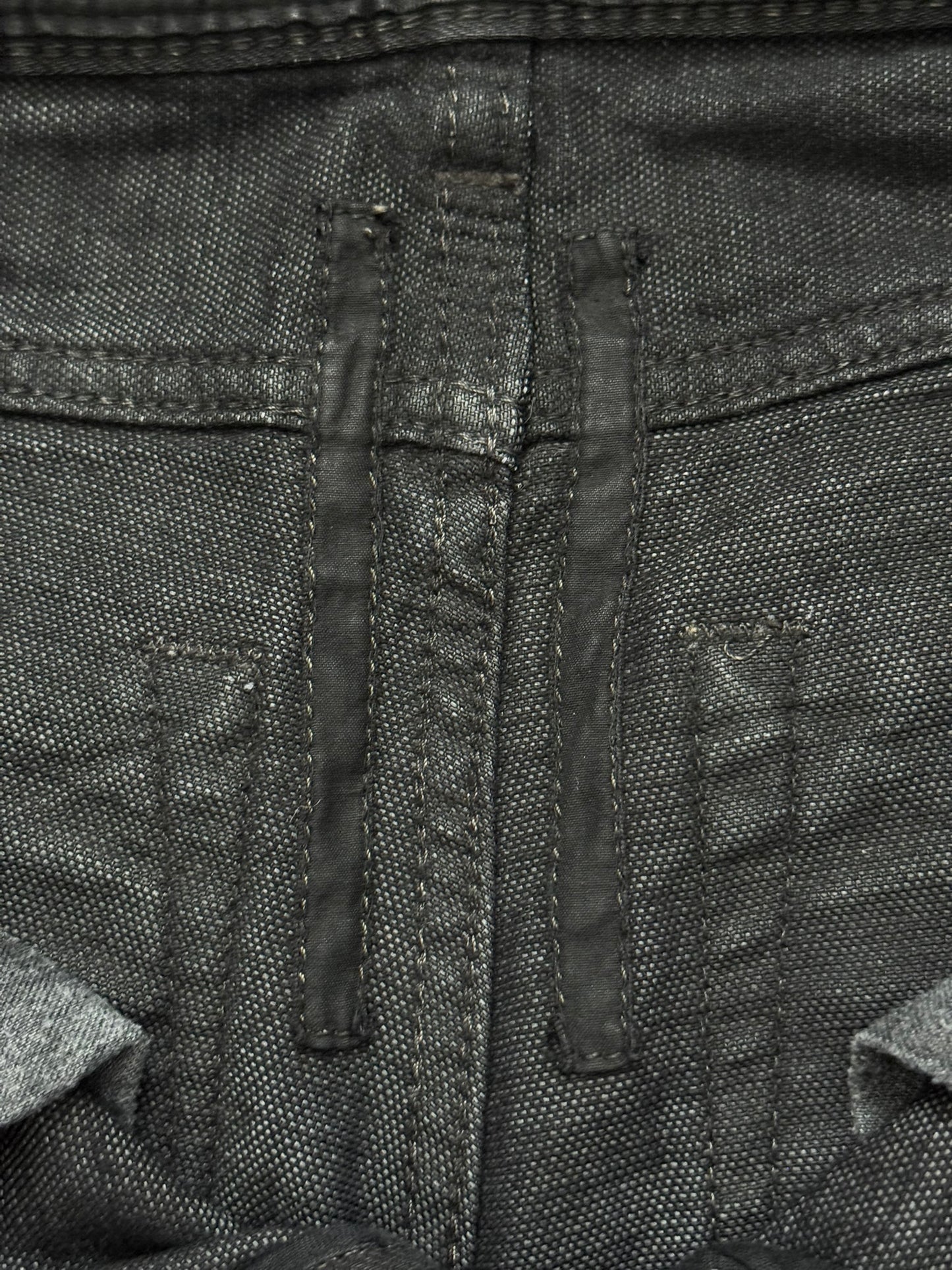 FW08 Rick Owens DRKSHDW Stag Black Waxed Detroit Denim Jeans