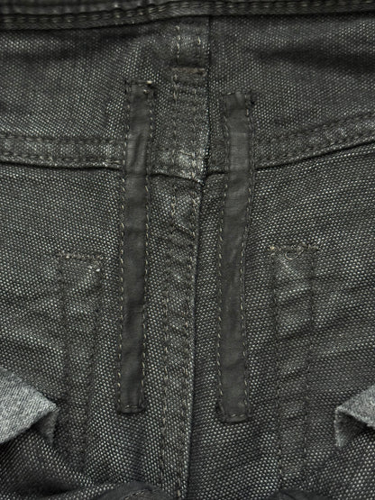 FW08 Rick Owens DRKSHDW Stag Black Waxed Detroit Denim Jeans