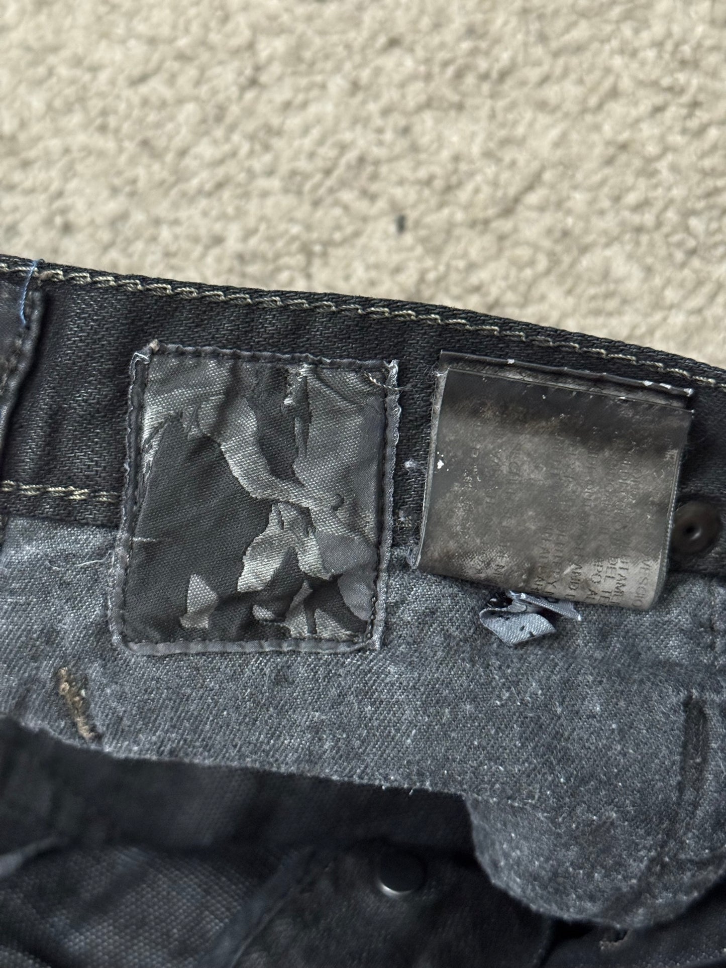 FW08 Rick Owens DRKSHDW Stag Black Waxed Detroit Denim Jeans