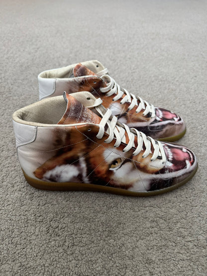 AW08 Maison Margiela Fox Print GAT Mid Top Sneakers