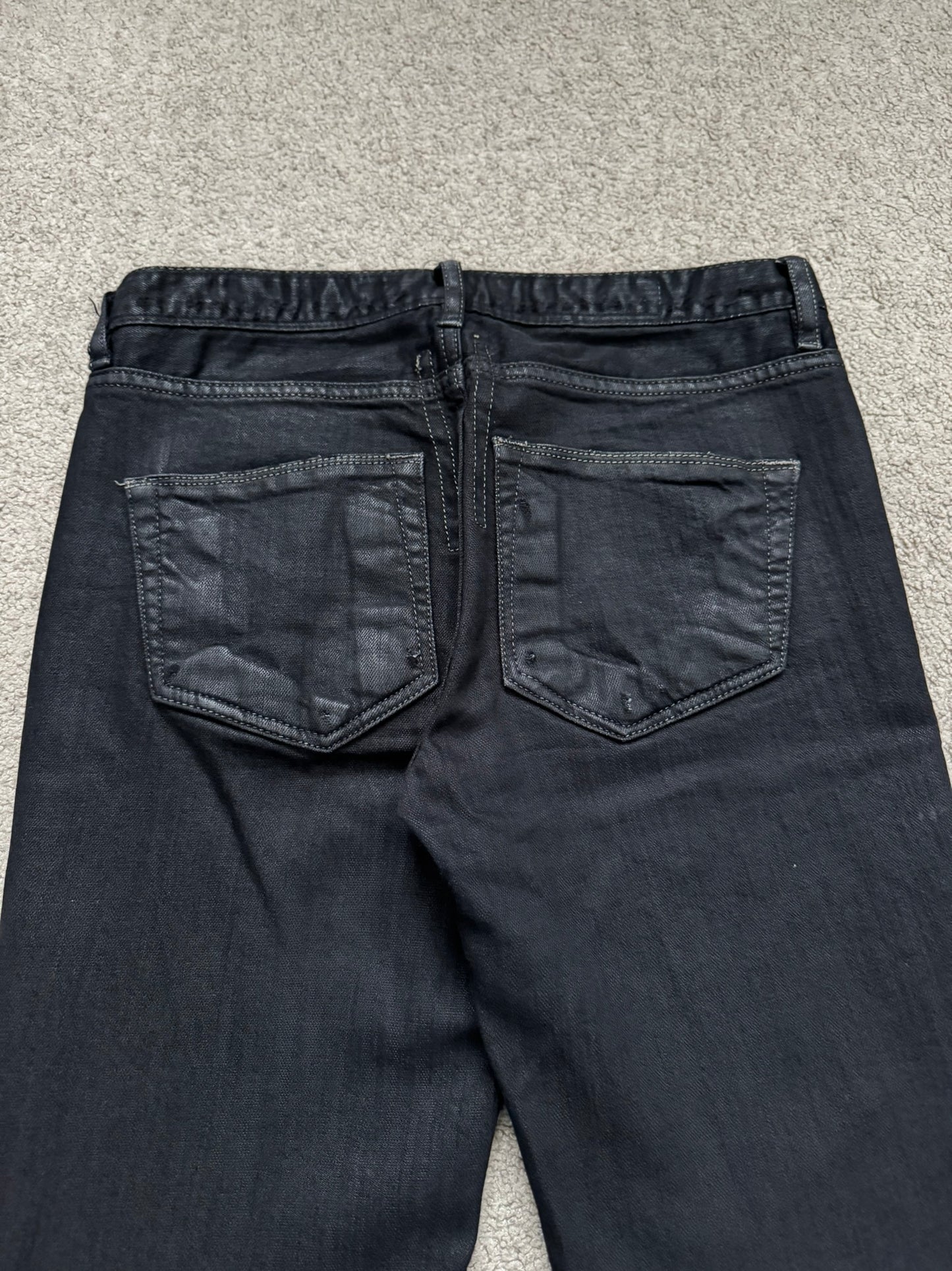 FW08 Rick Owens DRKSHDW Stag Black Waxed Detroit Denim Jeans