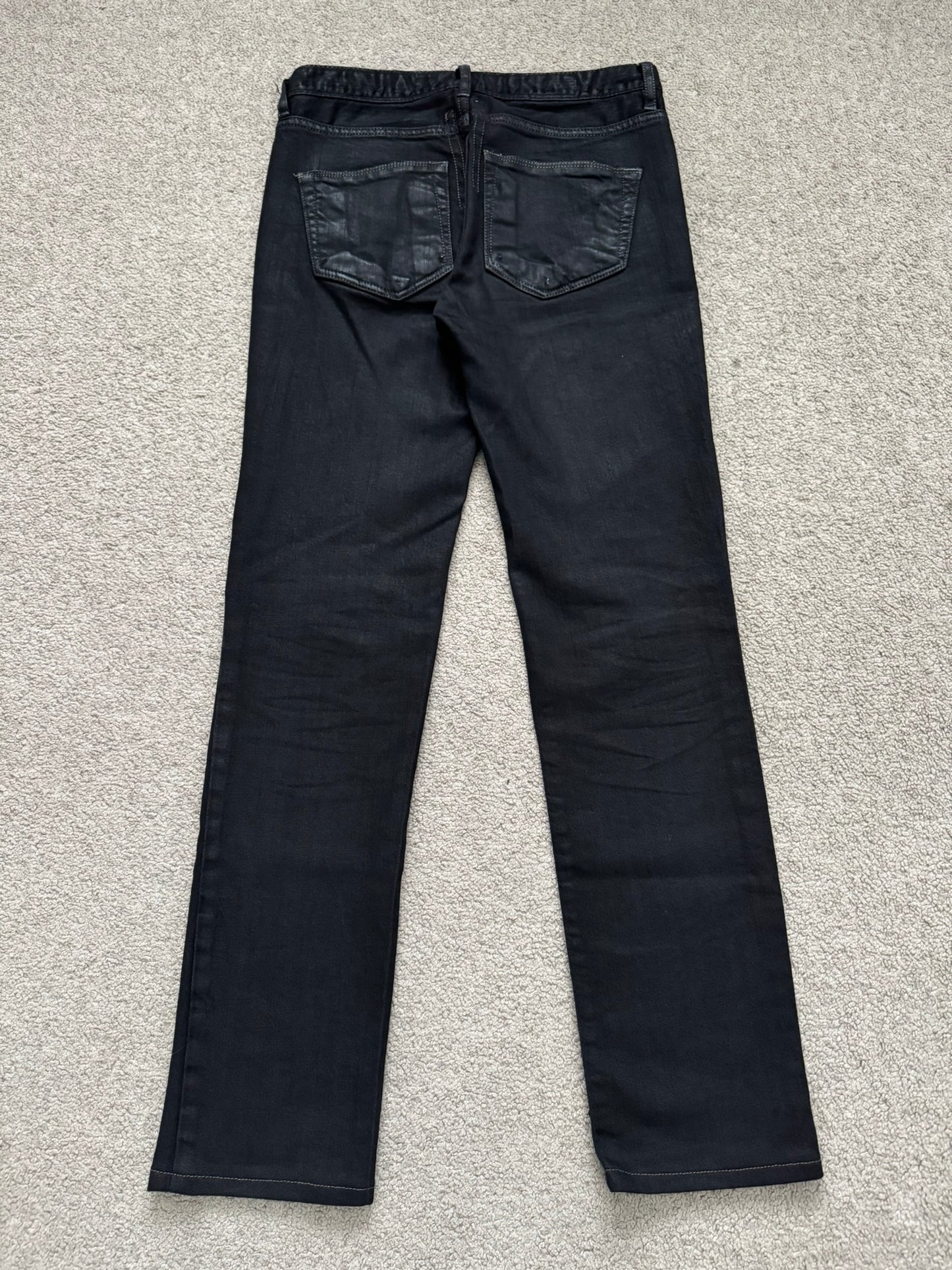 FW08 Rick Owens DRKSHDW Stag Black Waxed Detroit Denim Jeans