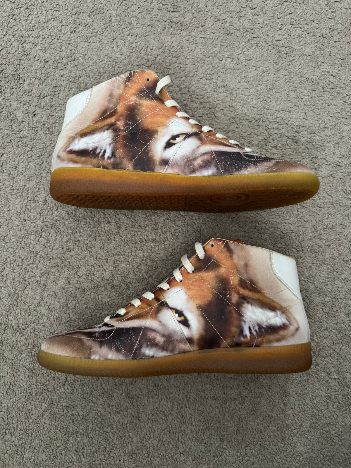 AW08 Maison Margiela Fox Print GAT Mid Top Sneakers