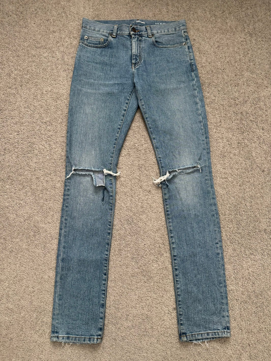 FW15 Saint Laurent by Hedi Slimane Knee Slit D02 Denim Jeans