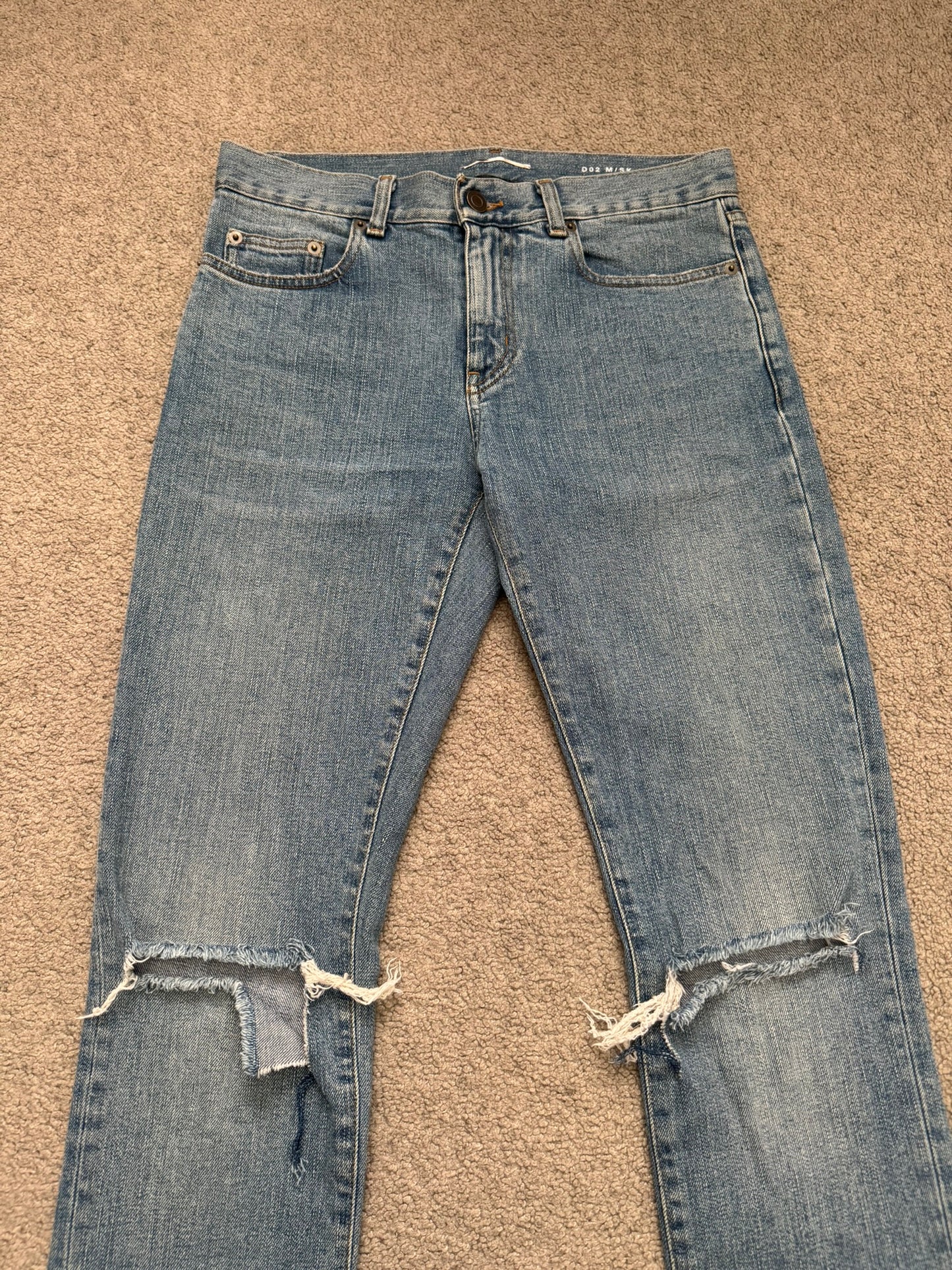 FW15 Saint Laurent by Hedi Slimane Knee Slit D02 Denim Jeans