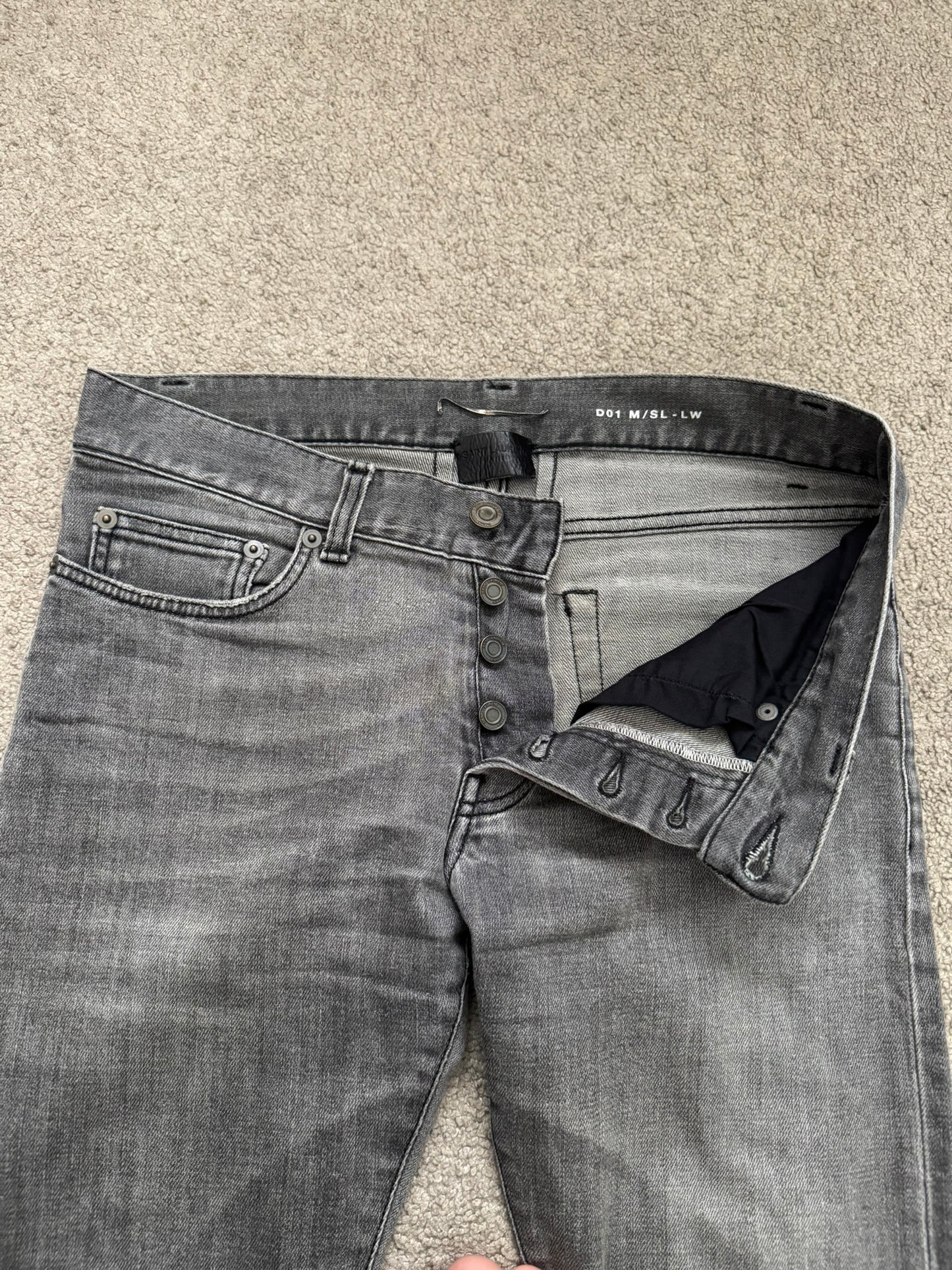 SS14 Saint Laurent by Hedi Slimane Grey Washed D01 Denim Jeans