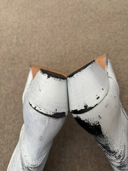 SS25 MM6 by Maison Margiela White Painted Cowboy Boots