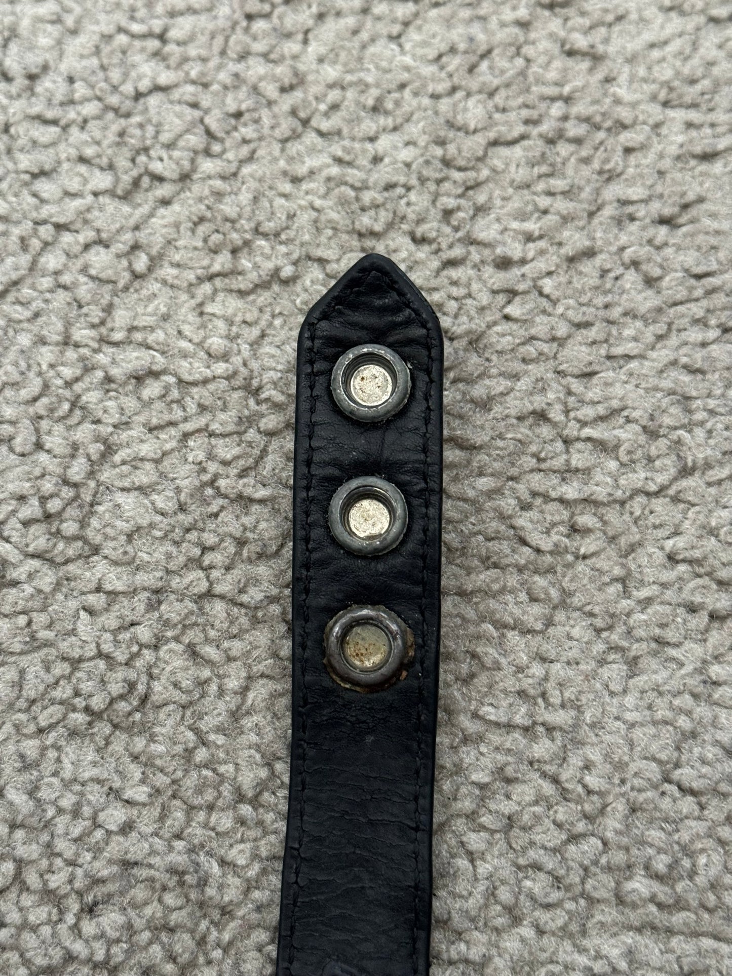 Chrome Hearts 3 Silver Cross Snap Button Patent Leather Bracelet