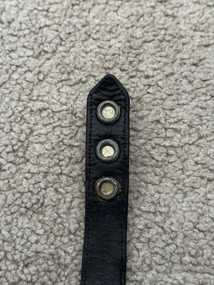 Chrome Hearts 3 Silver Cross Snap Button Patent Leather Bracelet