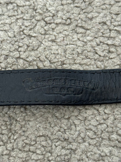 Chrome Hearts 3 Silver Cross Snap Button Patent Leather Bracelet