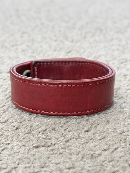 Chrome Hearts 3 Silver Rolling Stones Snap Button Leather Bracelet