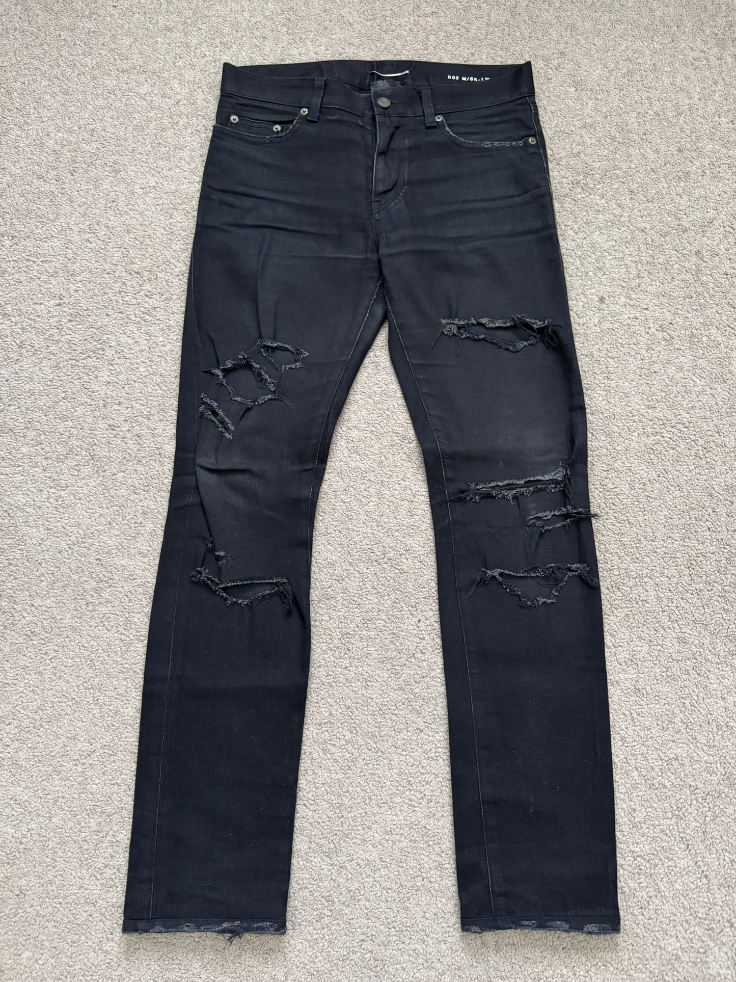 FW15 Saint Laurent by Hedi Slimane Crash Distressed Denim Jeans