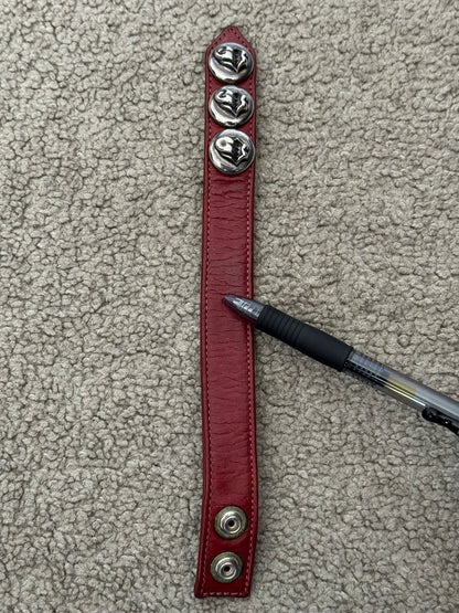 Chrome Hearts 3 Silver Rolling Stones Snap Button Leather Bracelet