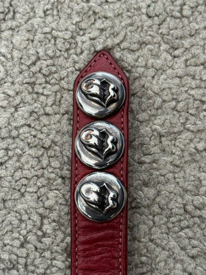 Chrome Hearts 3 Silver Rolling Stones Snap Button Leather Bracelet