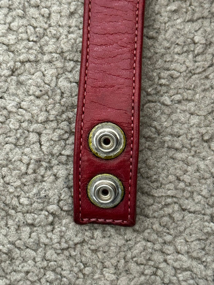 Chrome Hearts 3 Silver Rolling Stones Snap Button Leather Bracelet