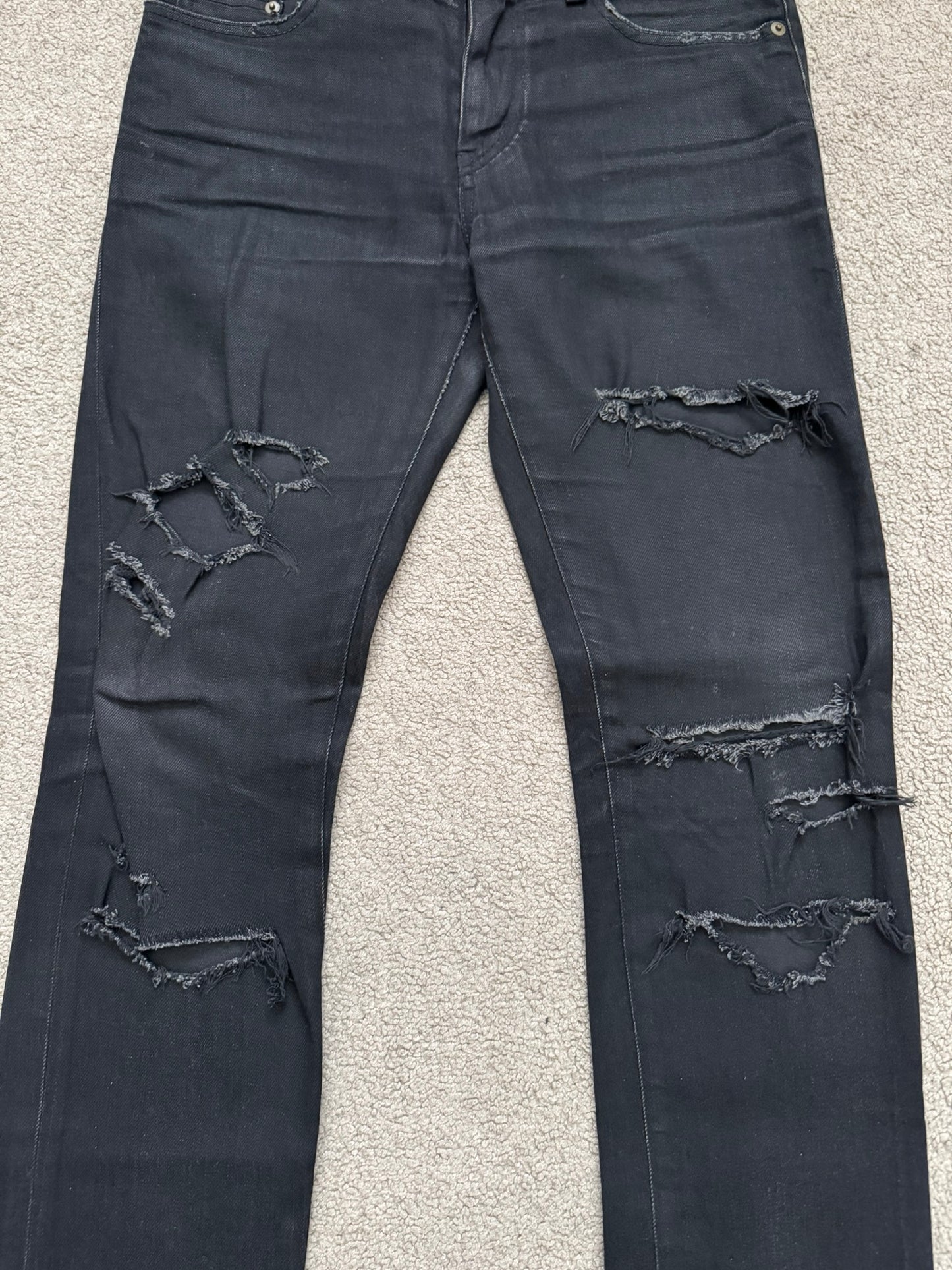 FW15 Saint Laurent by Hedi Slimane Crash Distressed Denim Jeans