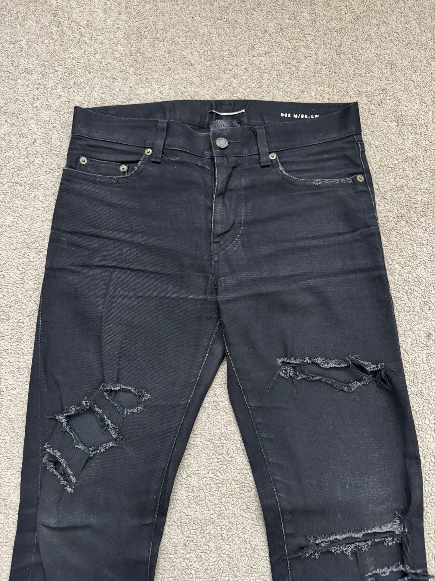 FW15 Saint Laurent by Hedi Slimane Crash Distressed Denim Jeans