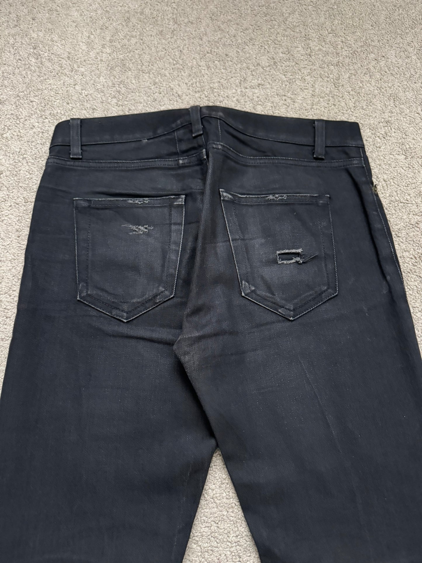 FW15 Saint Laurent by Hedi Slimane Crash Distressed Denim Jeans