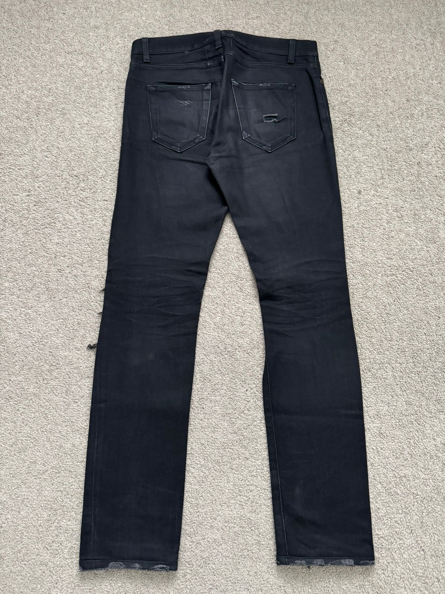 FW15 Saint Laurent by Hedi Slimane Crash Distressed Denim Jeans