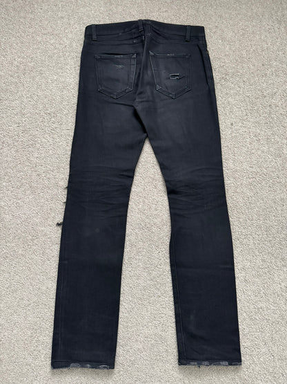 FW15 Saint Laurent by Hedi Slimane Crash Distressed Denim Jeans