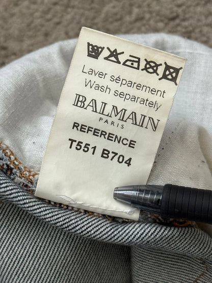 Balmain by Christophe Decarnin Faded Zip Biker Denim Jeans