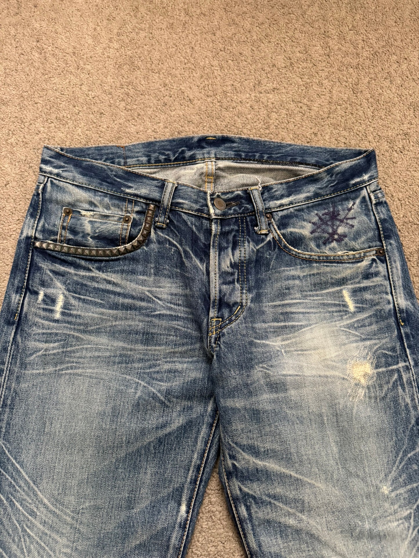 Hysteric Glamour Distressed Studded Denim Jeans