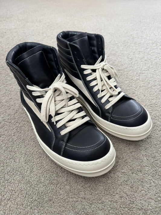 SS25 Rick Owens Mainline "Vans" Vintage Leather High Top Sneakers
