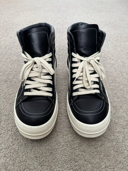 SS25 Rick Owens Mainline "Vans" Vintage Leather High Top Sneakers