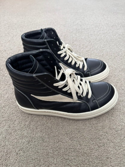 SS25 Rick Owens Mainline "Vans" Vintage Leather High Top Sneakers