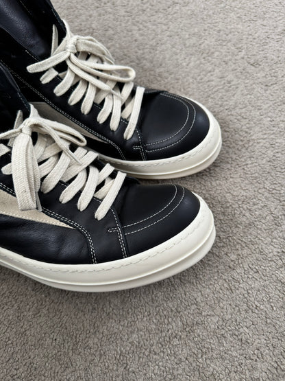 SS25 Rick Owens Mainline "Vans" Vintage Leather High Top Sneakers