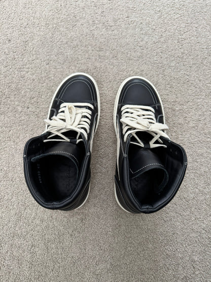 SS25 Rick Owens Mainline "Vans" Vintage Leather High Top Sneakers