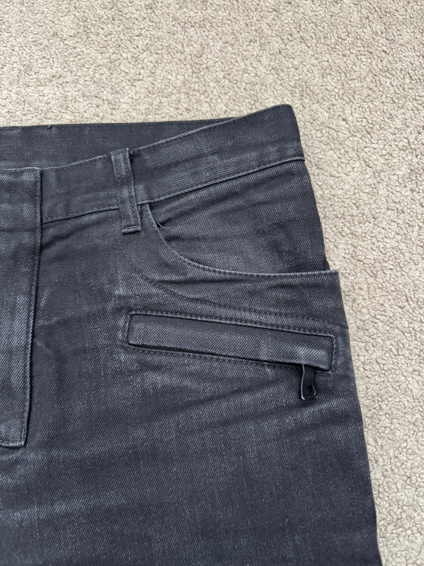 Balmain by Olivier Rousteing Washed Black Zip Biker Denim Jeans