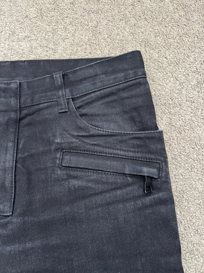 Balmain by Olivier Rousteing Washed Black Zip Biker Denim Jeans